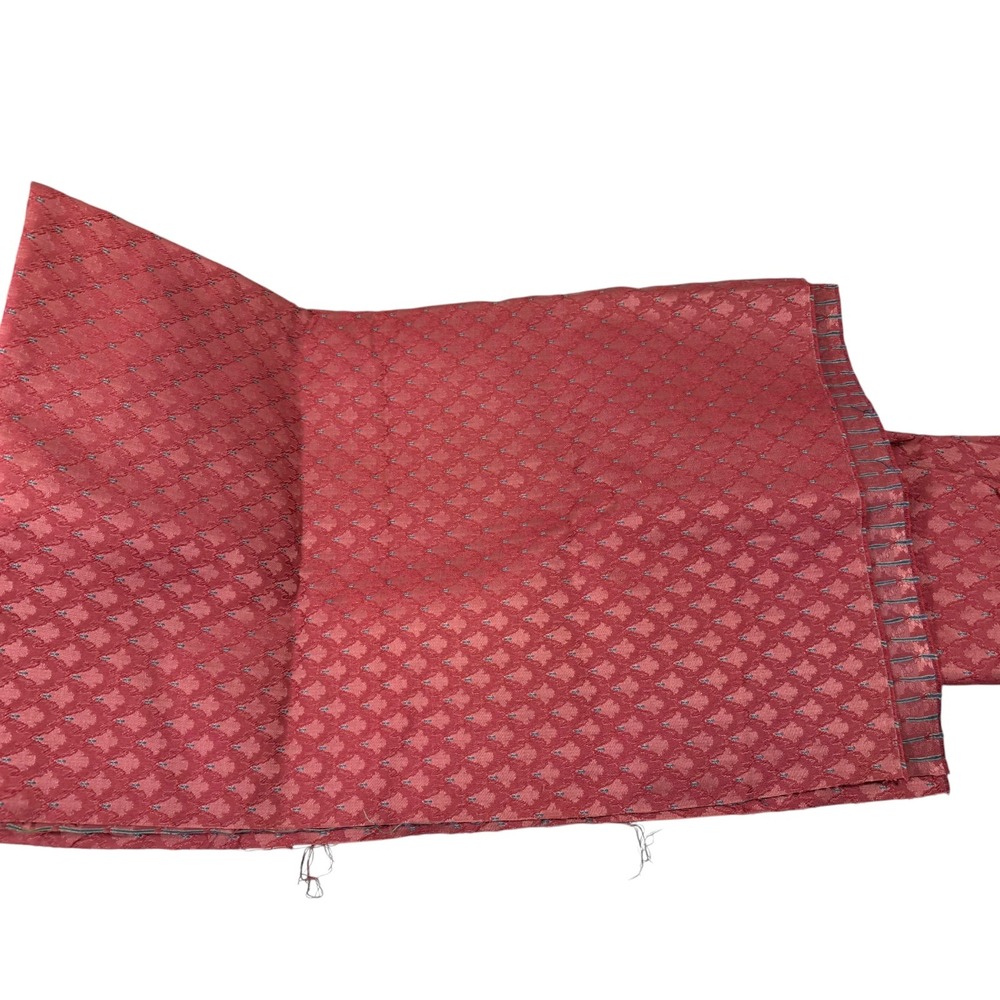 Red Fabric Remnants 2 Pcs Woven Diamond Damask Upholstery Regencycore DIY